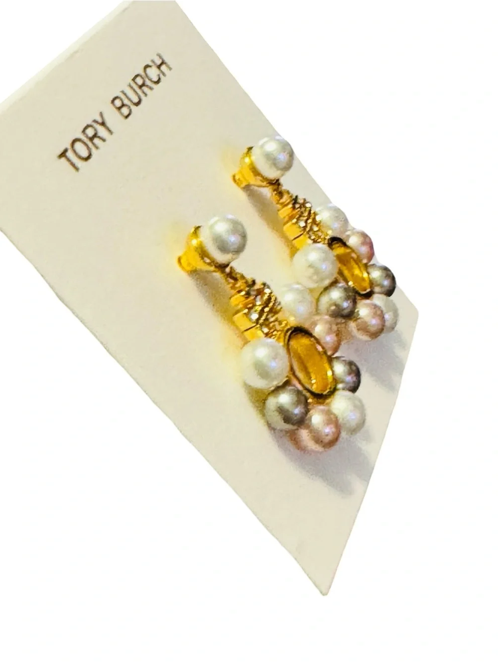 Tory Burch Gold-Tone Pearl Cluster Drop Earrings NWT & Dustbag!